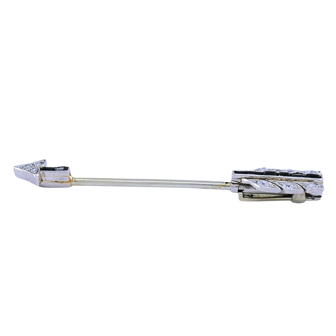 Art Deco 18k Gold Diamond Arrow Jabot Pin