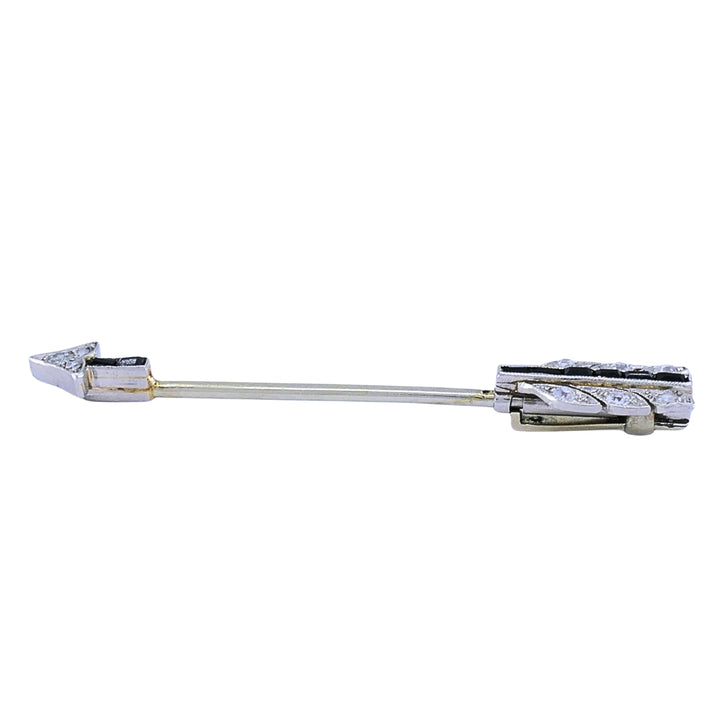 Art Deco 18k Gold Diamond Arrow Jabot Pin