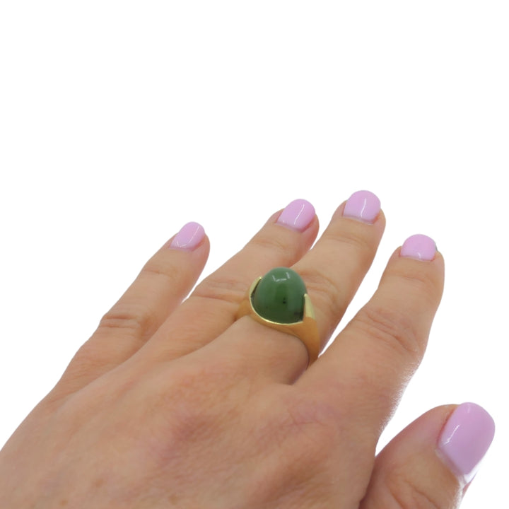 Vintage Green Jade Ring 14k Gold