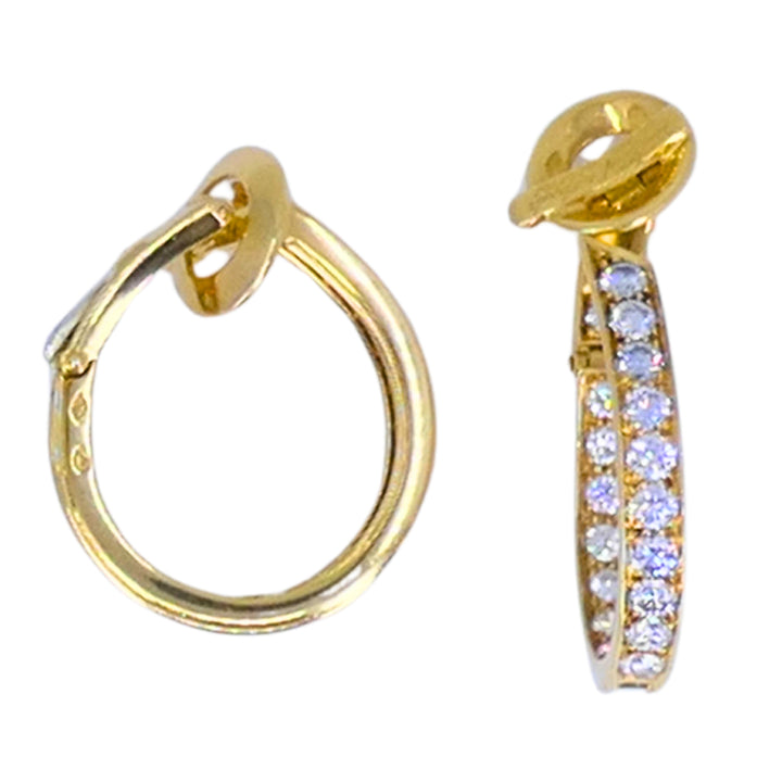 Van Cleef & Arpels 18k Gold Diamond Hoop Earrings