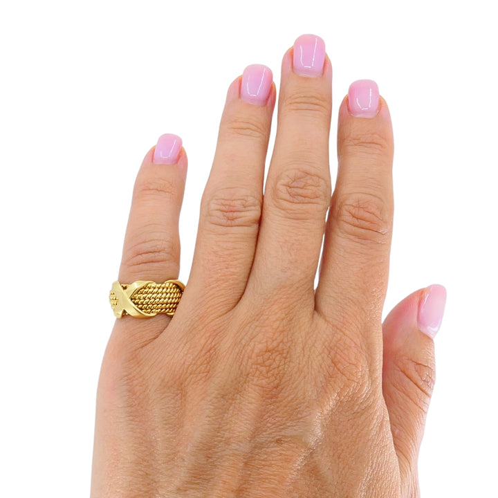 Tiffany & Co. Schlumberger 18k Gold Six-Row Rope "X" Band Ring