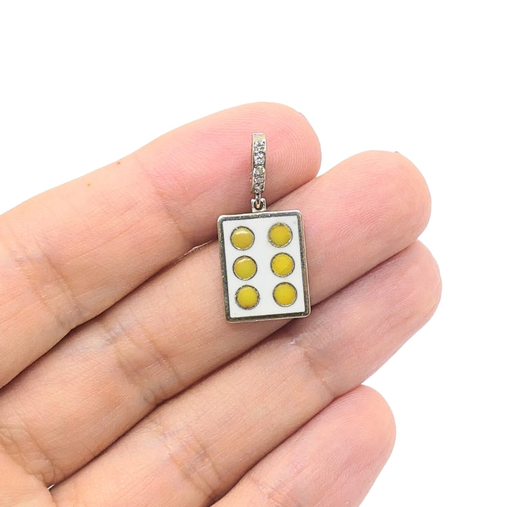 Vintage 12k Gold Domino Six Charm Pavé Diamond Bail