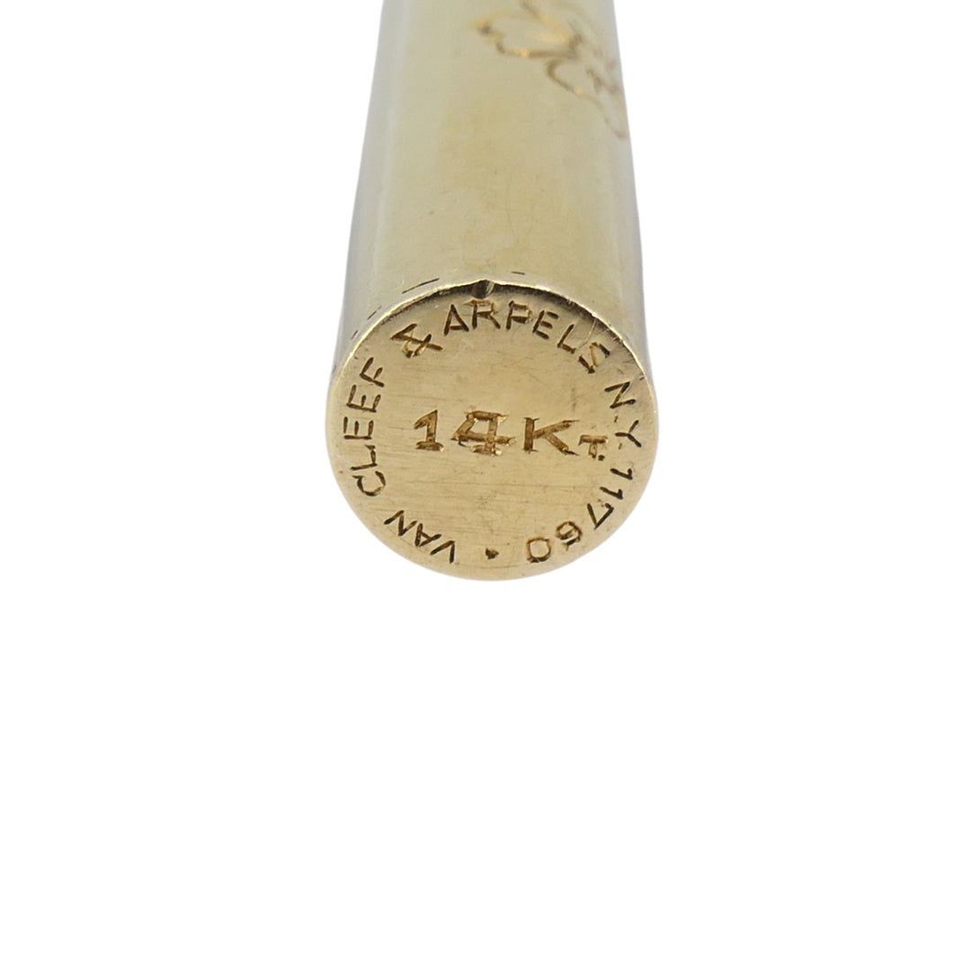 Retro 1940s Van Cleef & Arpels 14k Gold Ruby Pocket Make-Up Brush