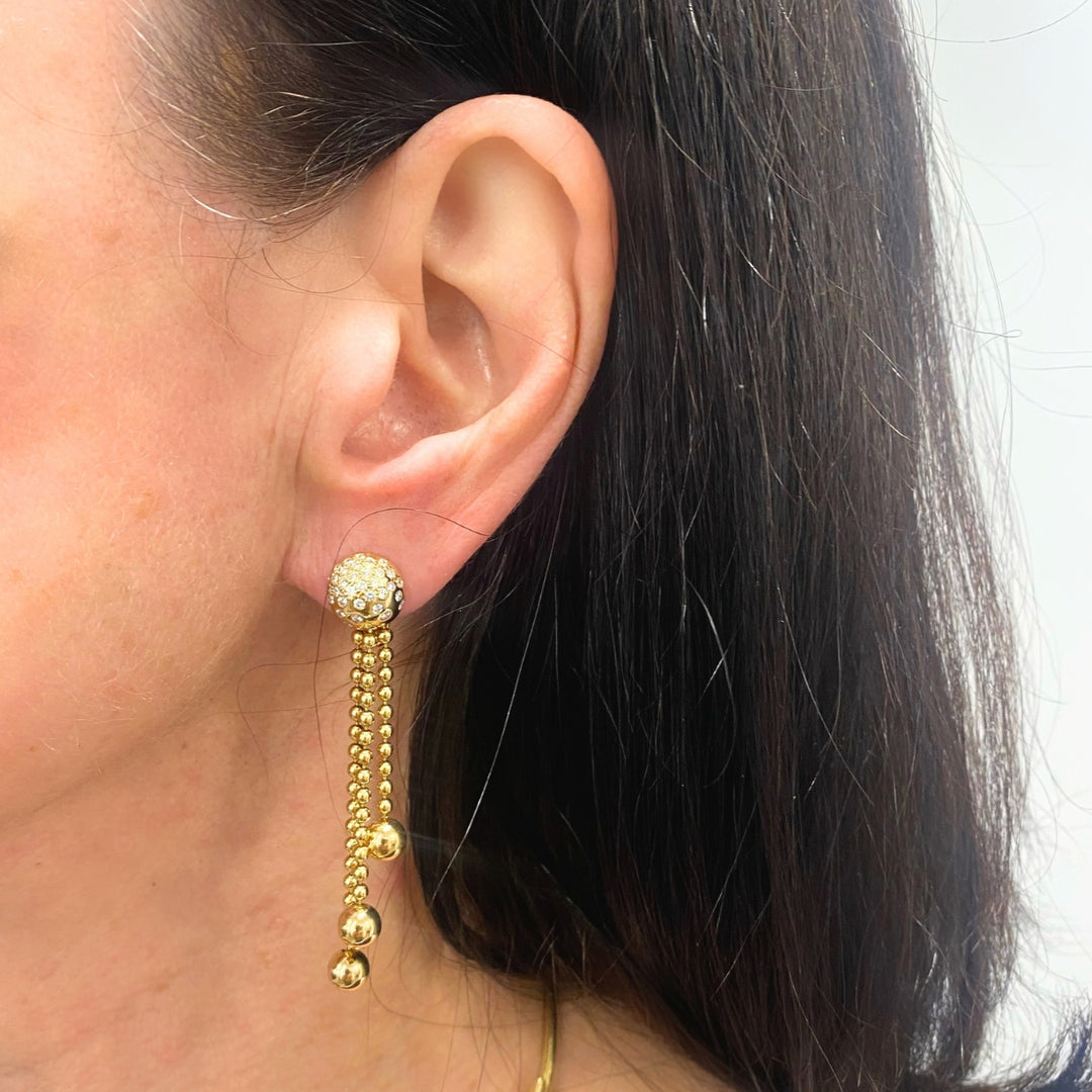Cartier Nouvelle Vague Draperie 18k Gold Diamond Tassel Earrings, 1999