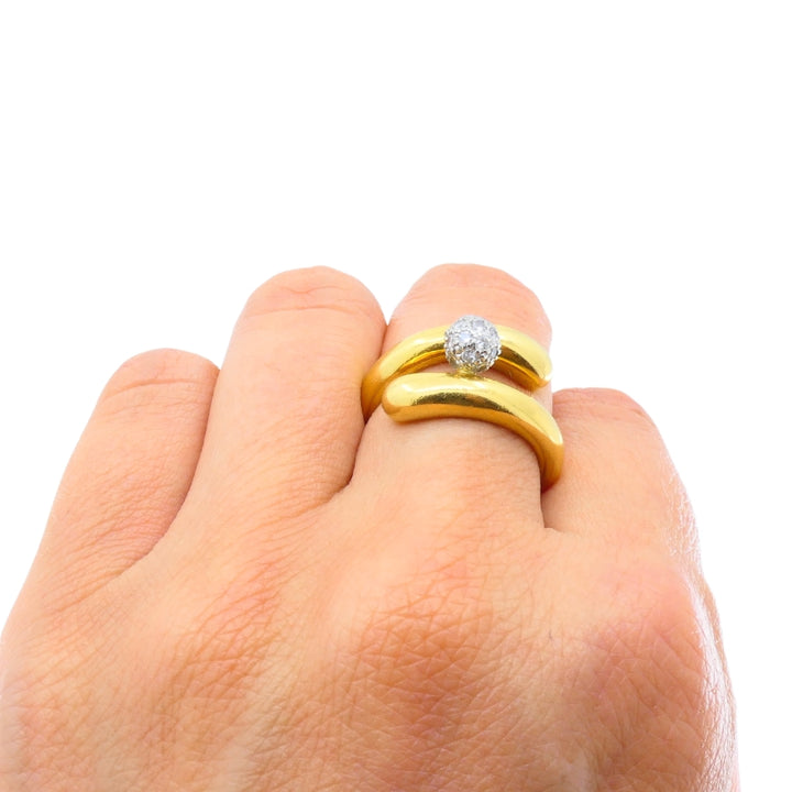 Tiffany & Co. 18k Gold & Platinum Pave Diamond Bypass Ring