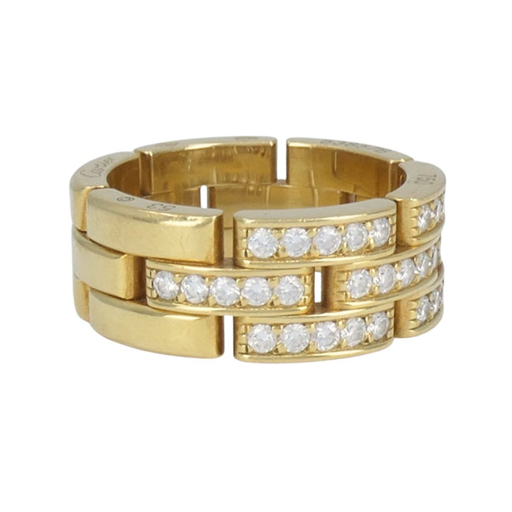 Cartier 18k Gold Diamond Triple Row Maillon Panthere Ring