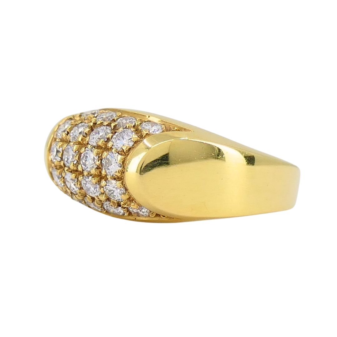 Vintage Bvlgari 18k Gold Diamond Tronchetto Ring