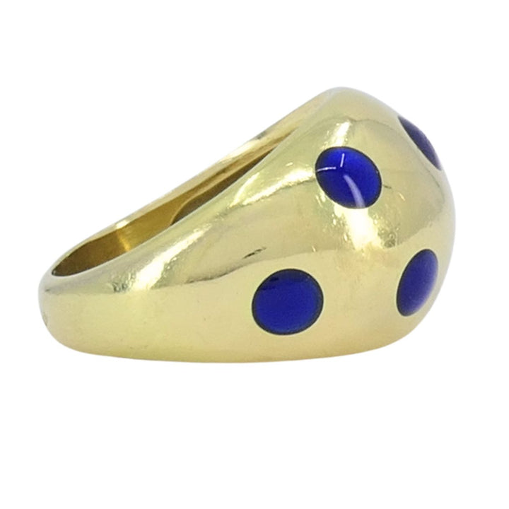 Vintage Van Cleef & Arpels 18k Gold Blue Enamel Ring