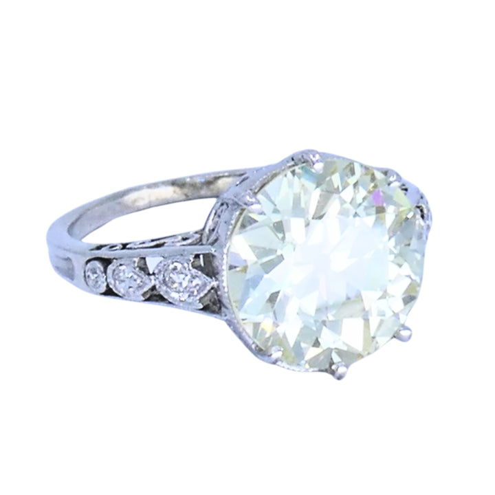 Art Deco Engagement Ring Old European Cut Diamond Platinum Ring Solitaire