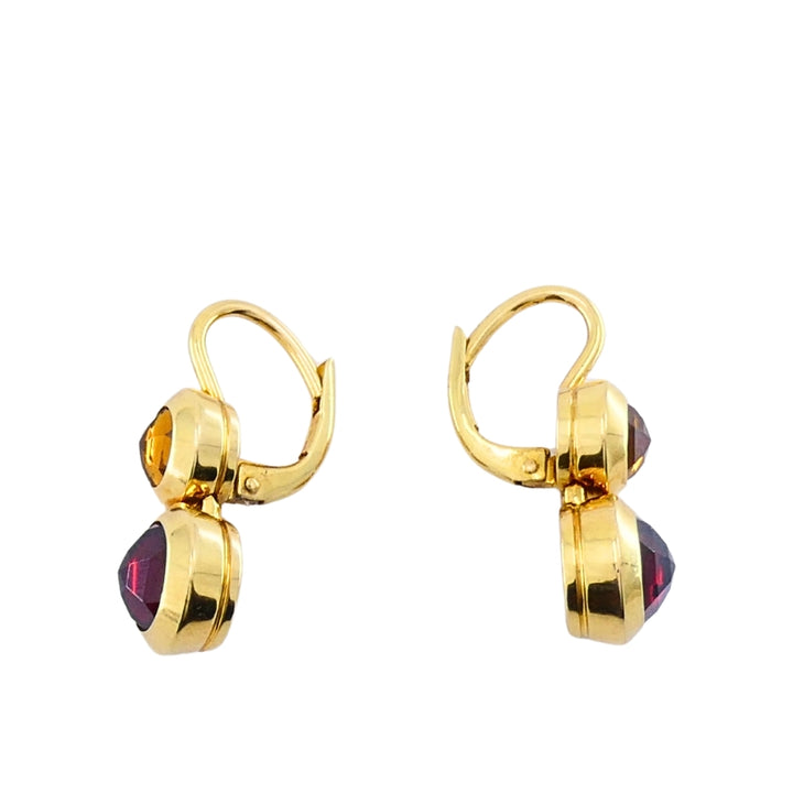 Tiffany & Co. 18k  Gold Garnet Citrine Drop Earrings