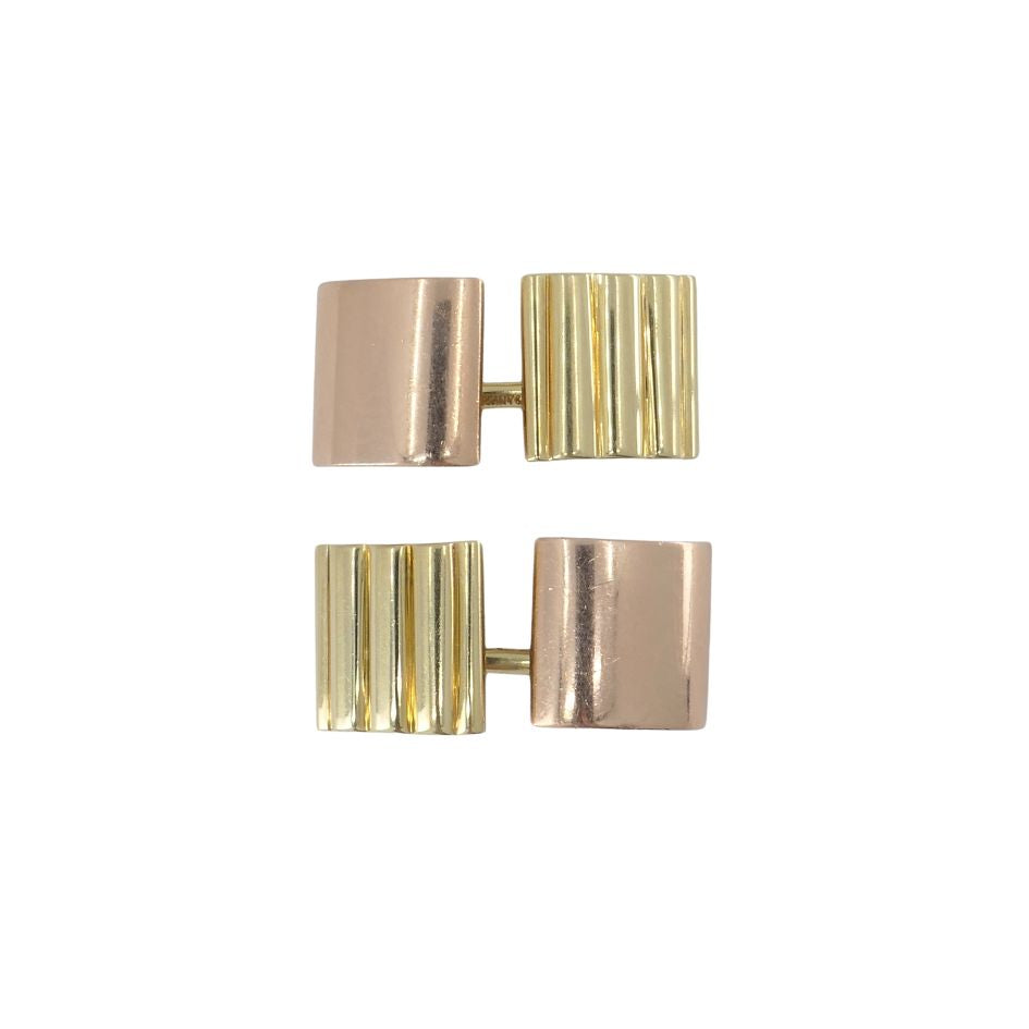 1940s Tiffany & Co. 14k Yellow & Rose Gold Cuff Links