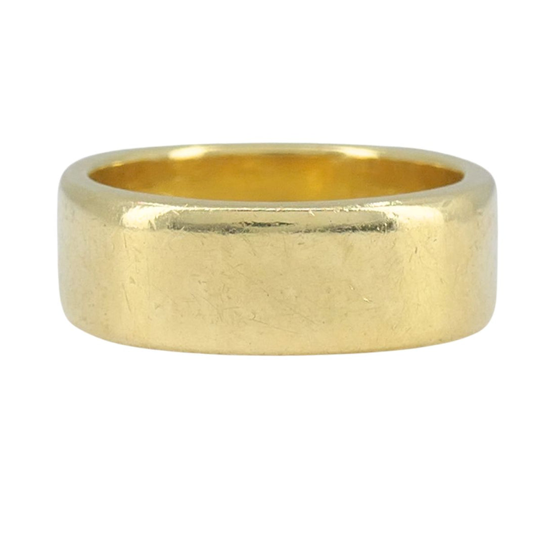 Vintage Cartier 18k Yellow Gold Wide Band Ring with Engraved Monogram