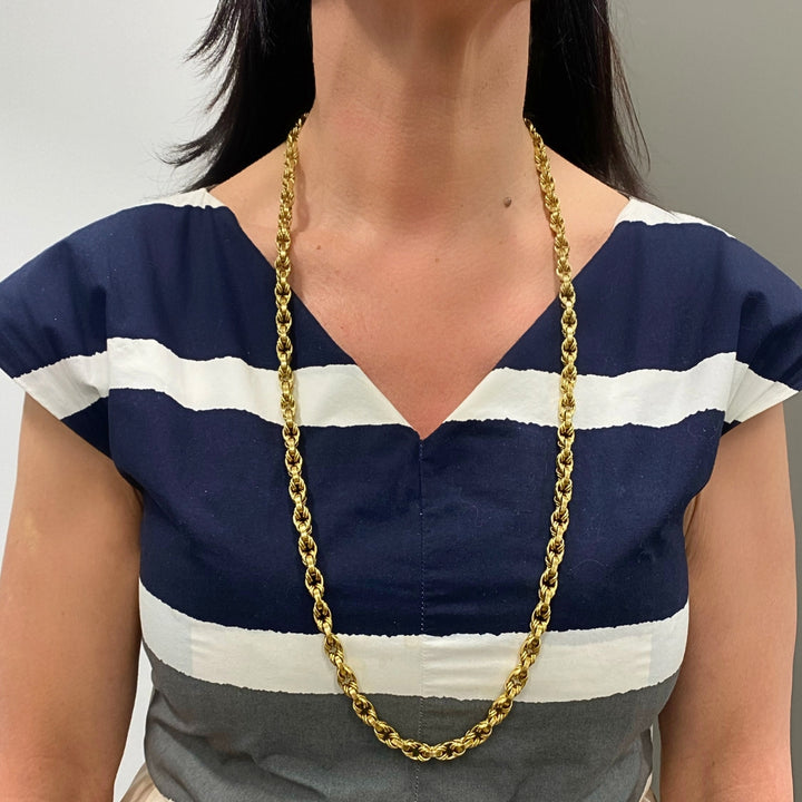Vintage Italian 18k Gold Arezzo Rope Link Heavy Chain Necklace