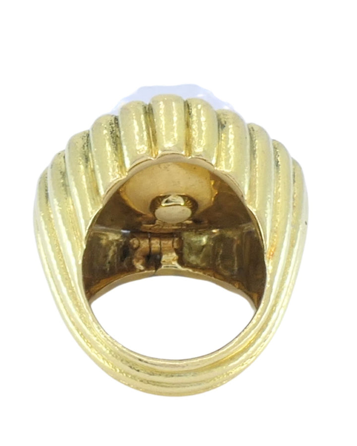 David Webb 18k Gold Rock Crystal Ring Size 6 Cocktail Ring
