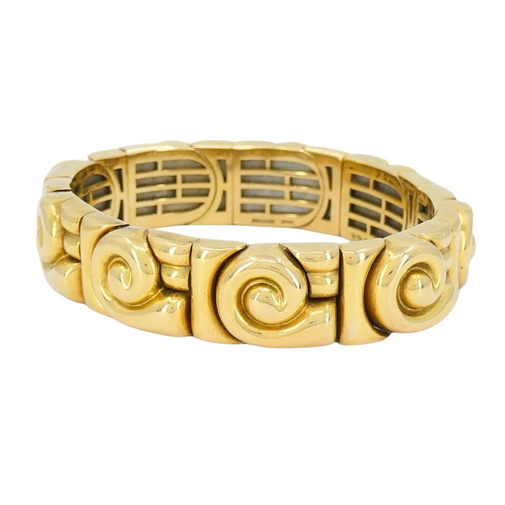 Vintage Bvlgari 18k Gold Steel Spiral Cuff Bracelet