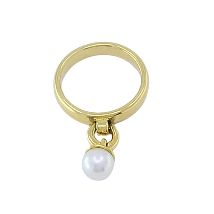 Tiffany & Co. Fascination 18k  Gold Pearl Drop Ring