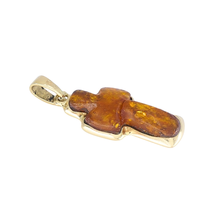 Vintage 14k Gold Baltic Amber Cross Pendant