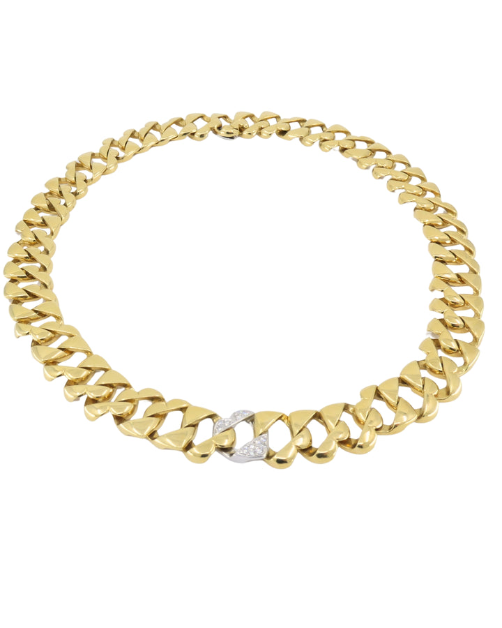 Tiffany & Co. Heart Link Diamond Necklace Yellow and White Gold