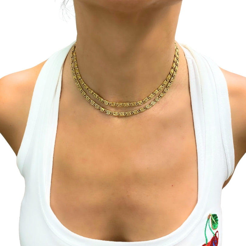 Vintage 18k Gold S-Link Chain Necklace