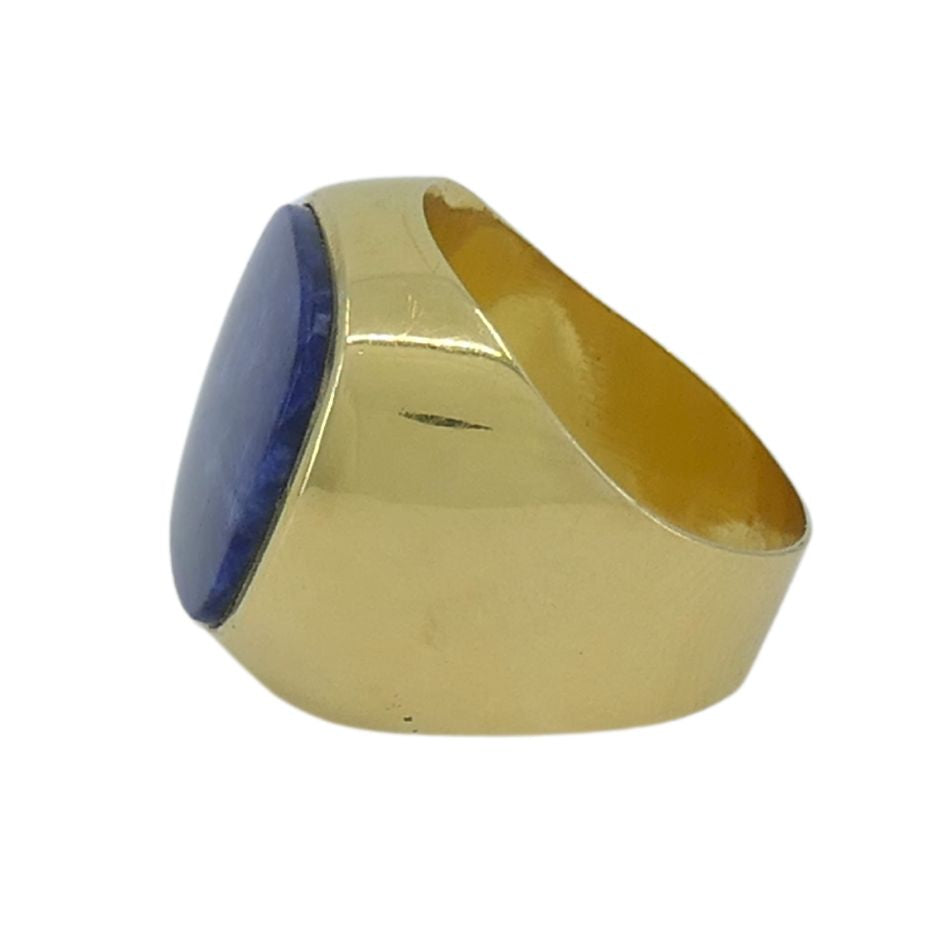 Vintage French 18k Gold Sodalite Signet Ring
