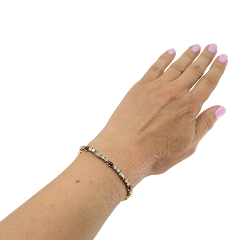 Boucheron Diamond Ruby 18k Gold Tennis Bracelet