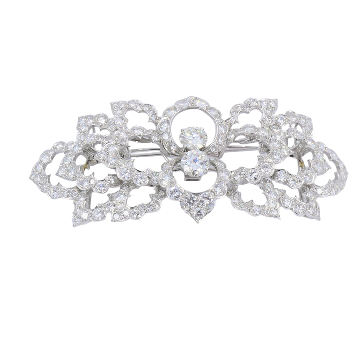David Webb Diamond Platinum Brooch Floral Design