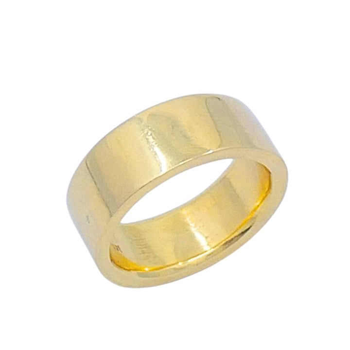 Vintage 14k Gold Wide Cigar Band Ring, 8mm Wedding Band