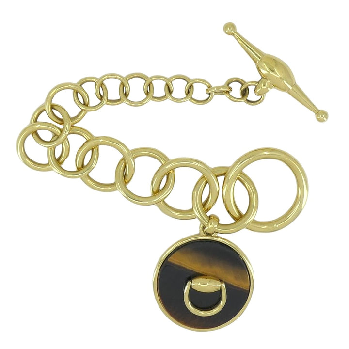 Vintage Gucci Italian 18k Gold Tiger's Eye Bracelet