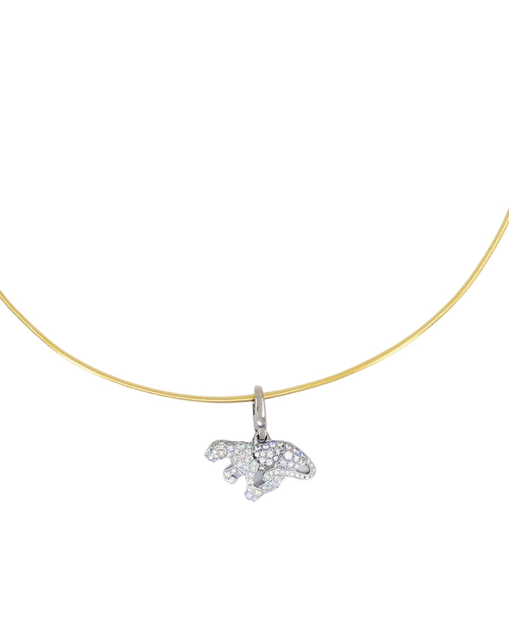 Vintage Cartier Panthere 18k Gold Collar Necklace Diamond Charm
