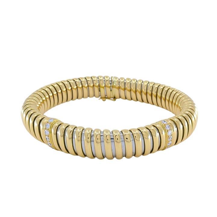 Vintage Cartier 18k Gold & Stainless Steel Tubogas Diamond Bracelet
