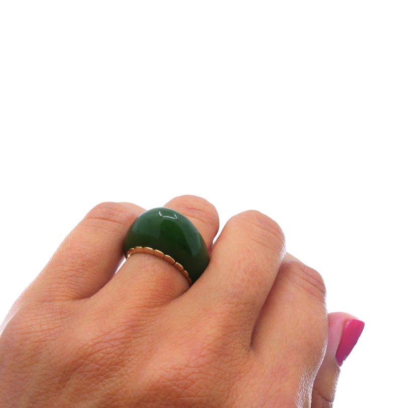 Vintage Ring 14k Gold Dome Jade Ring