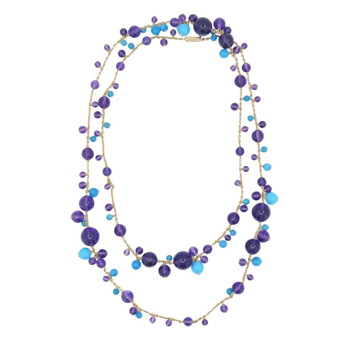 Cartier Necklace & Ring Set 18k Gold Amethyst Turquoise Diamond Box & Cert.