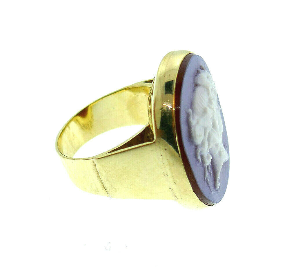 Vintage 14k Yellow Gold Agate Cameo Ring