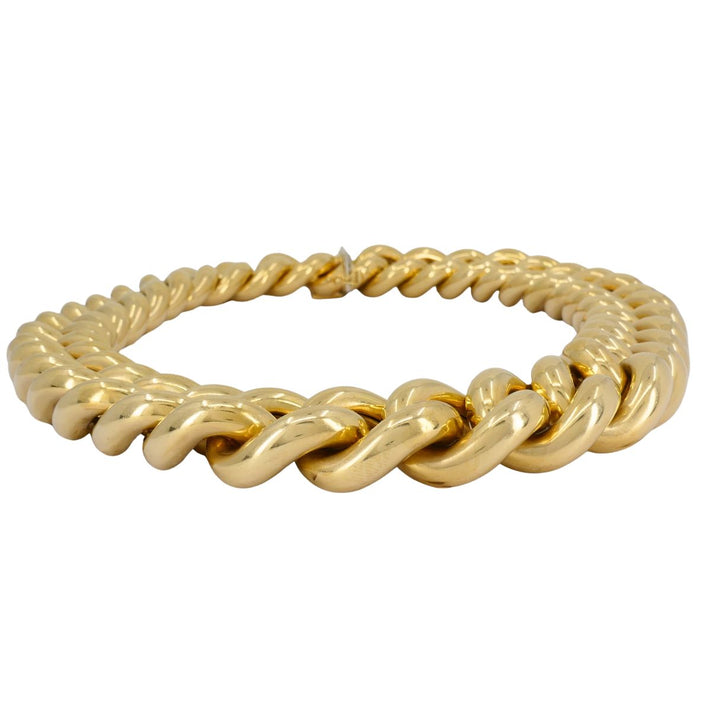 Vintage Italian 14k Yellow Gold Chunky Hollow Curb Link Necklace