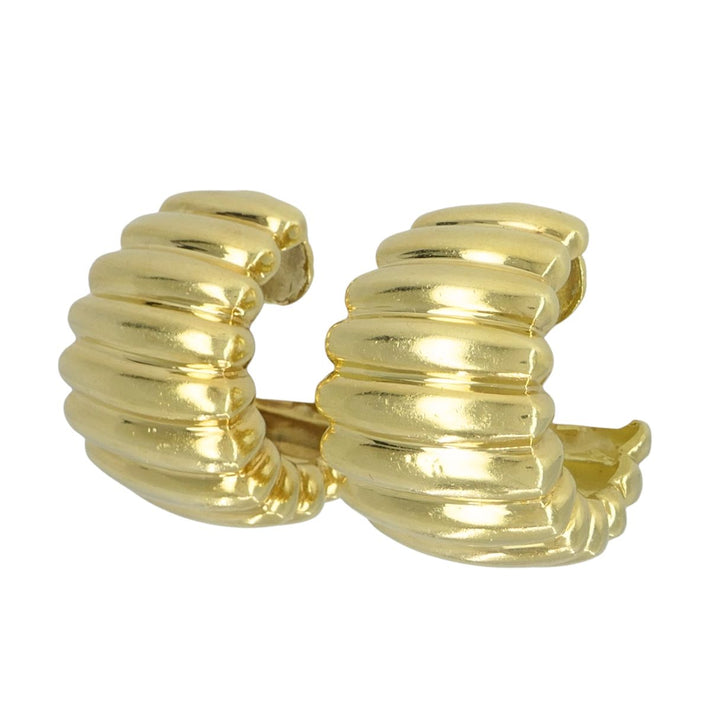 Vintage Tiffany & Co. 18k Yellow Gold Ribbed Huggie Earrings