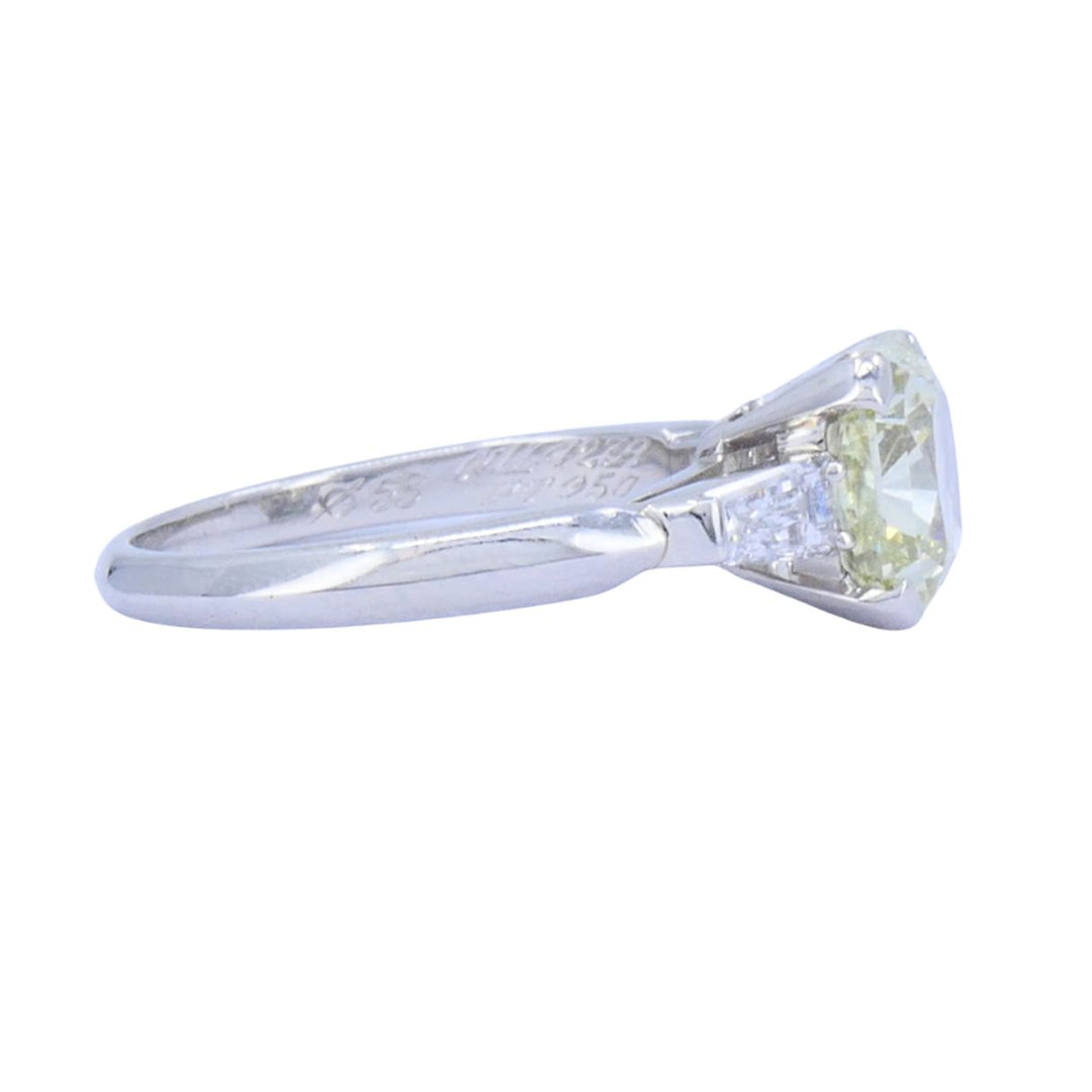 Van Cleef & Arpels Platinum Yellow Diamond 3 Stone Engagement Ring GIA