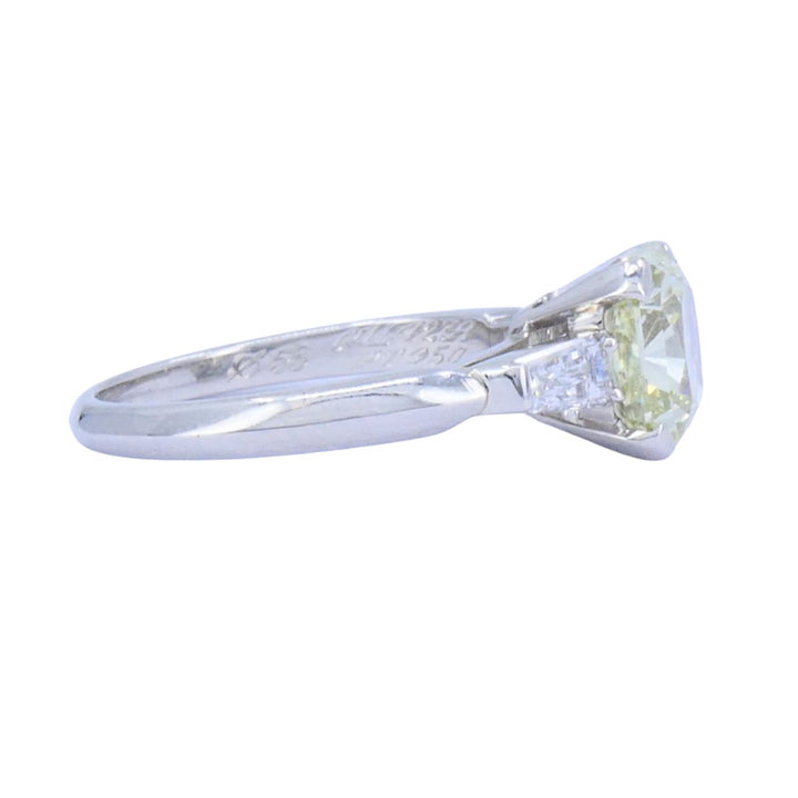 Van Cleef & Arpels Platinum Yellow Diamond 3 Stone Engagement Ring GIA