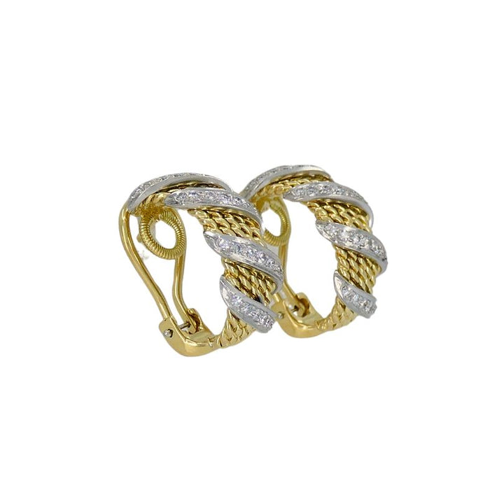 Tiffany & Co. Schlumberger 18k Gold Platinum Diamond Braided Earrings