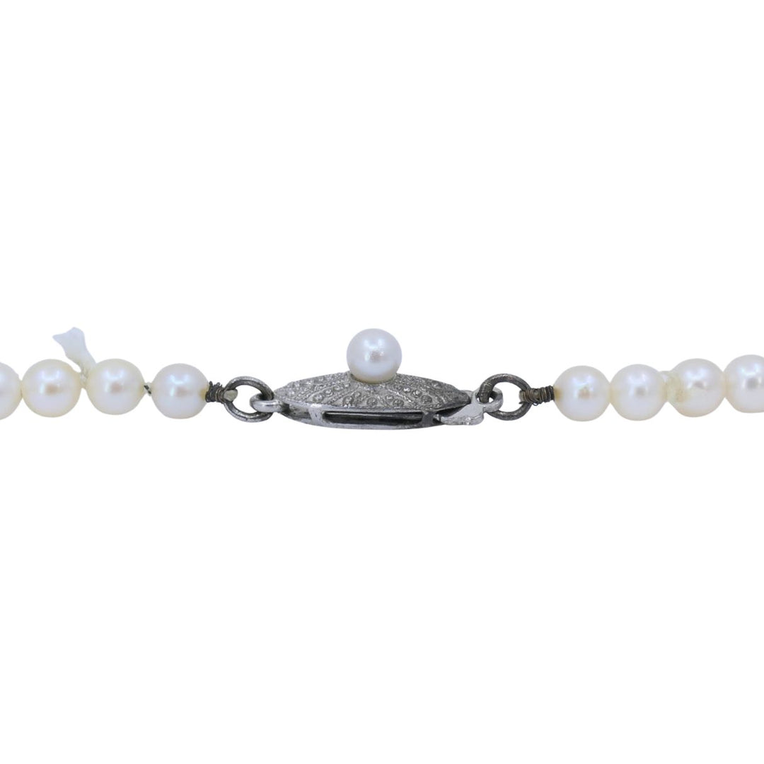 Vintage Mikimoto Akoya Pearl Graduated Necklace with Silver Clasp