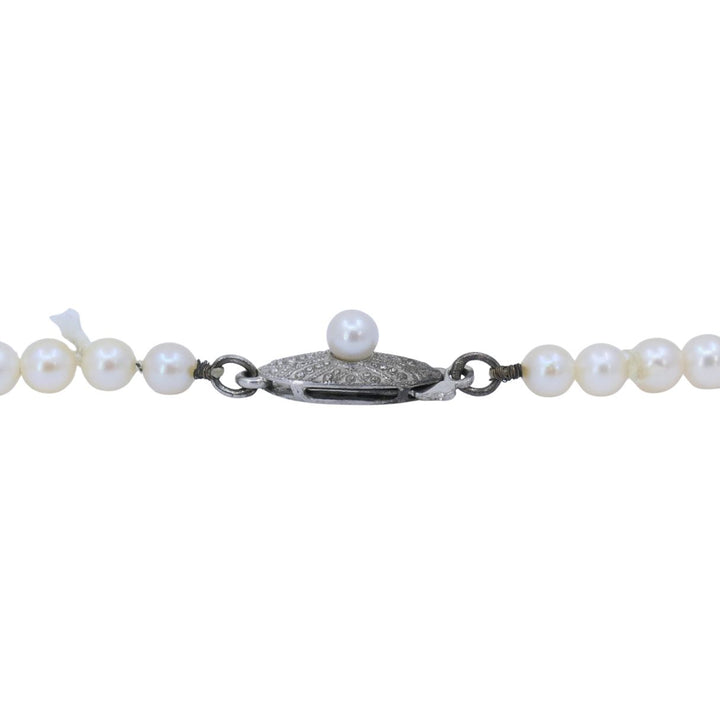 Vintage Mikimoto Akoya Pearl Graduated Necklace with Silver Clasp