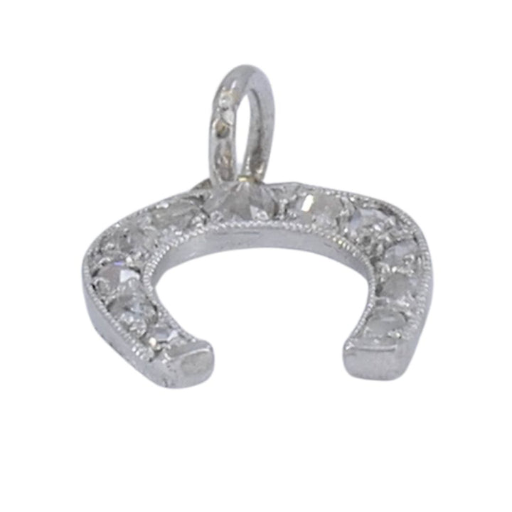 Edwardian Platinum Rose Cut Diamond Horseshoe Pendant