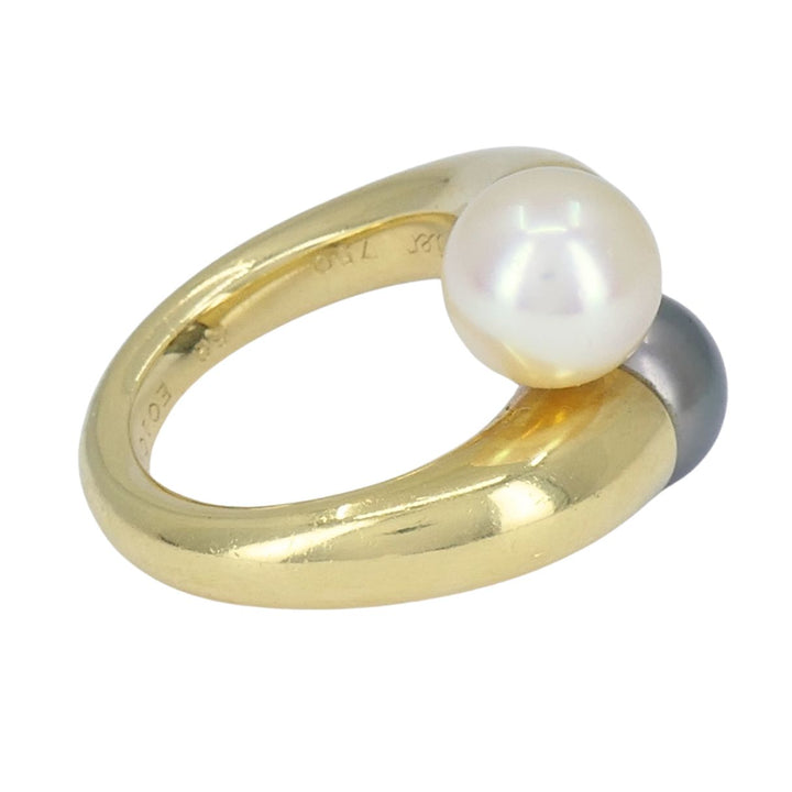 Vintage Cartier Toi et Moi 18k Gold Pearl Bypass Ring