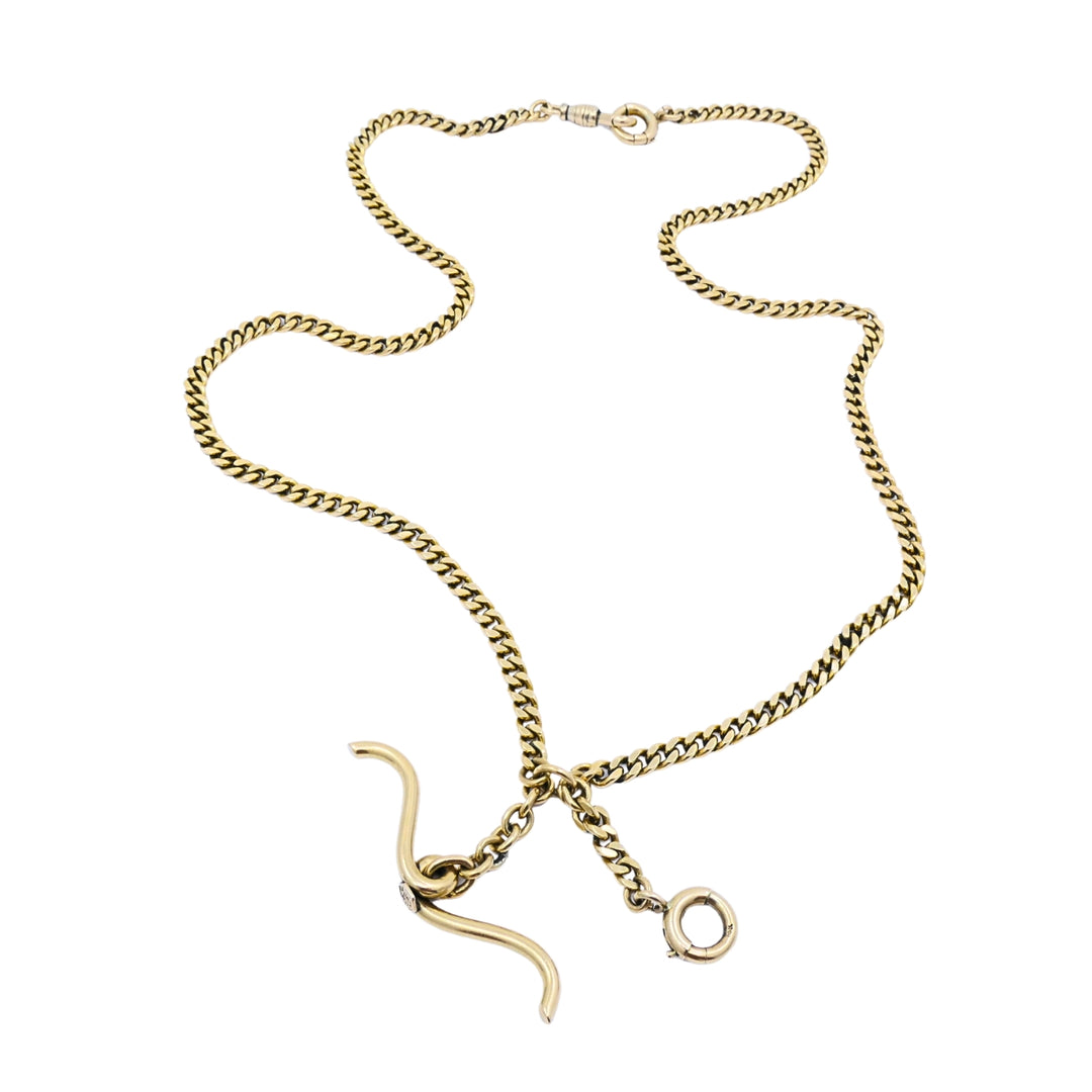 Antique 14k Gold Curb Link Necklace with Hook Clasp, Dated 1918