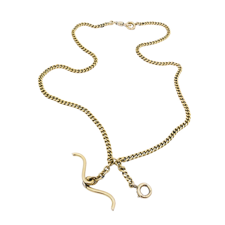 Antique 14k Gold Curb Link Necklace with Hook Clasp, Dated 1918