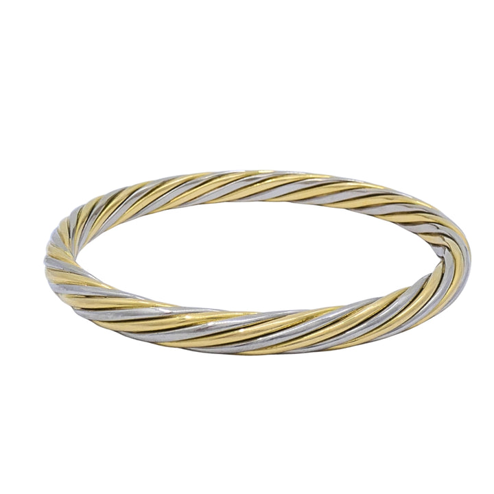 Van Cleef & Arpels Twisted Two-Tone 18k Gold Bangle Bracelet, 1970s