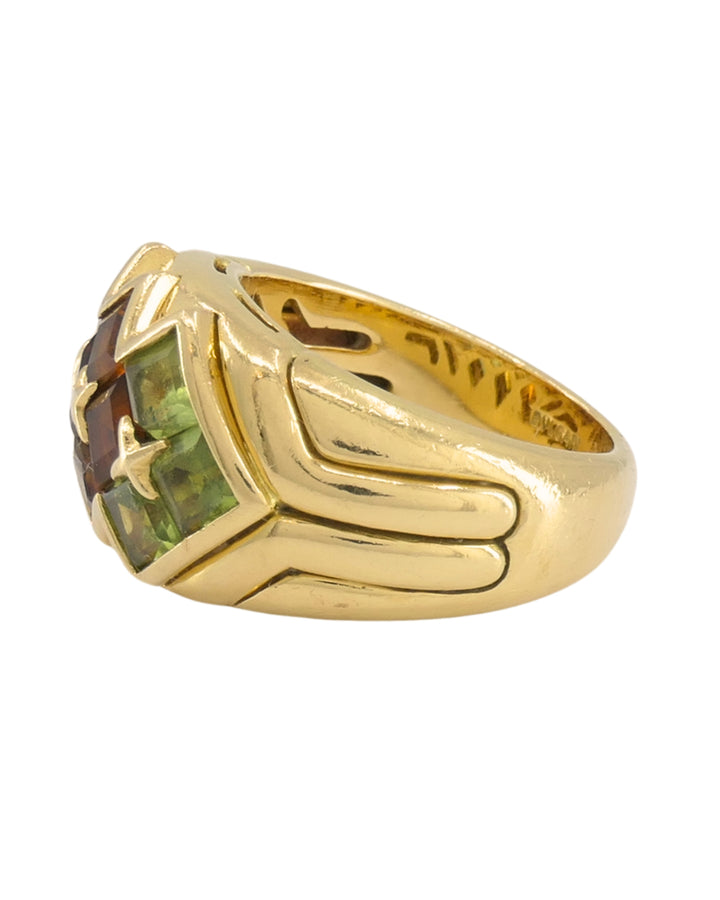 Bvlgari Bulgari Gemstone 18k Gold Cocktail Ring circa 1990s