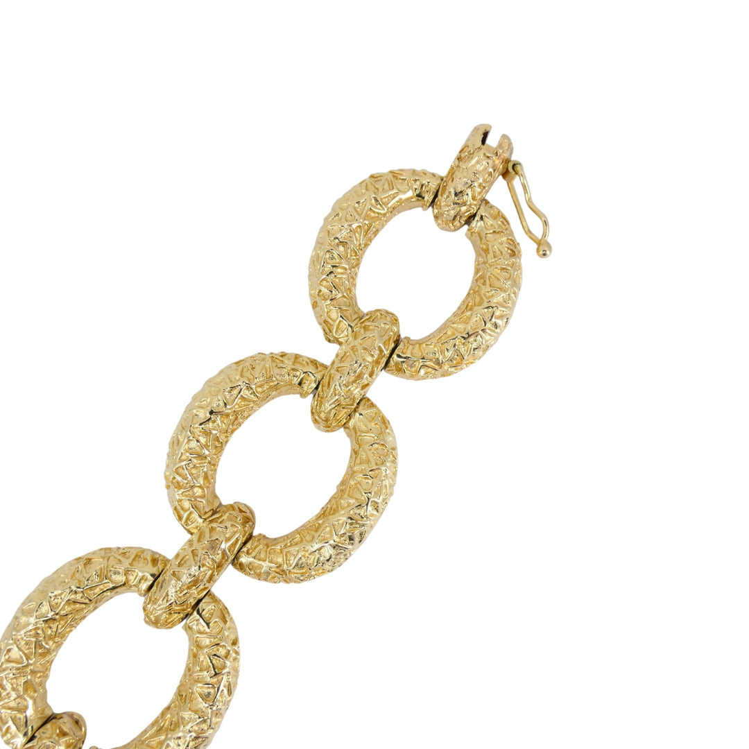 Vintage 14k Textured Gold Link Bracelet Estate Jewelry