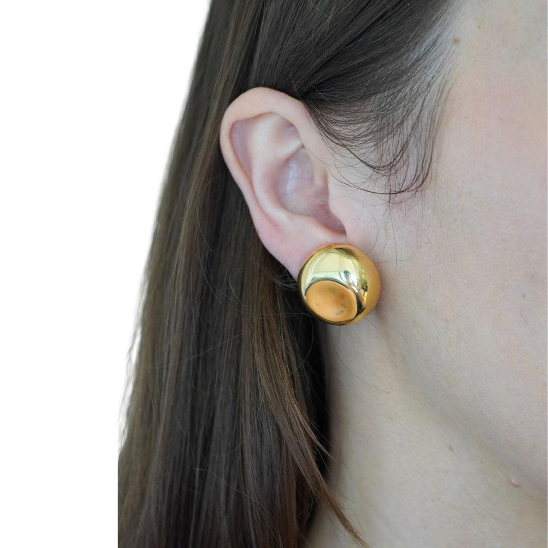 Vintage Elsa Peretti Tiffany & Co. 18k Gold Circular Thumbprint Clip On Earrings