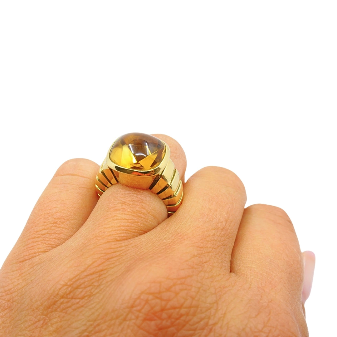 Van Cleef & Arpels 18k Gold "Facade" Citrine Cocktail Ring