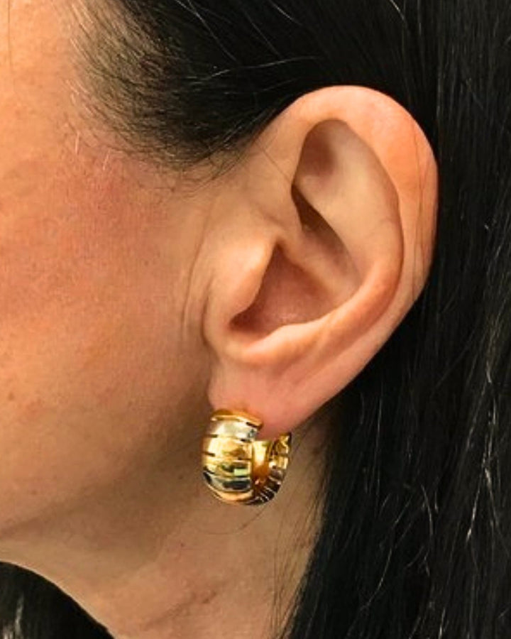 Cartier Hoop Earrings Tubogas Design 18k Tri-Color Gold